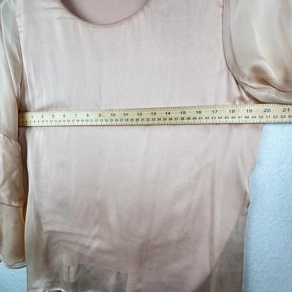 Soft Surroundings Blouse Womens Medium Silk Tiered Ruffle Sleeve - Picture 7 of 11